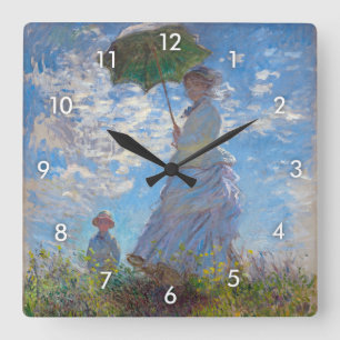 Woman with a Parasol, Monet Quadratische Wanduhr