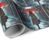 Woman With a Red Umbrella and Briefcase Geschenkpapier (Rolleneckpunkt)