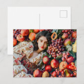 Woman with apples and grapes postkarte (Vorne/Hinten)