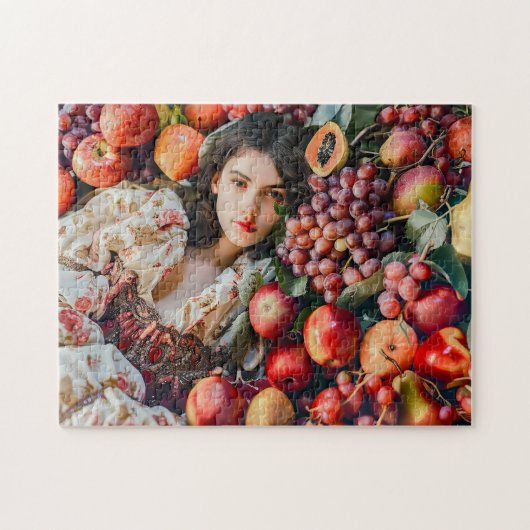 Woman with apples and grapes puzzle (Horizontal)
