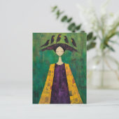 Woman With Birds on Her Head  Postkarte (Stehend Vorderseite)