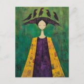 Woman With Birds on Her Head  Postkarte (Vorderseite)