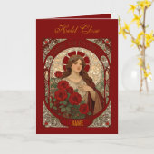 Woman With Cascading Roses Vintage Illustration Karte (Gelbe Blume)