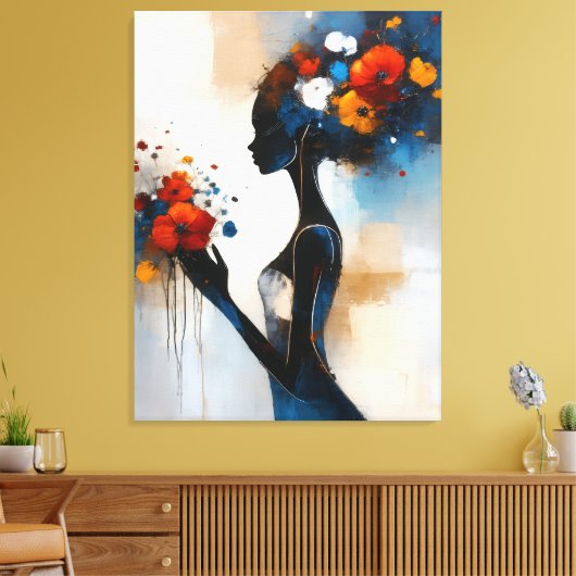 Woman with Flowers Canvas Print Leinwanddruck (Insitu (Wohnzimmer))