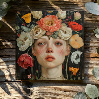 WOMAN WITH FLOWERS KARTE