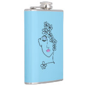 Woman With Flowers Line Art Flachmann (Rechts)