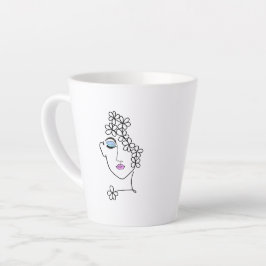 Woman With Flowers Line Art   Milchtasse