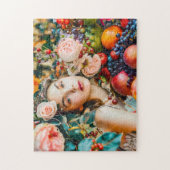 Woman with fruit and floral rose decor puzzle (Vertikal)