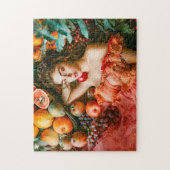 Woman with fruits and flowers portrait style puzzle (Vertikal)