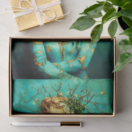 Woman with Gold Mask and Ivy Crown EN1L Decoupage Seidenpapier (Geschenk)