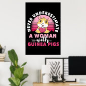 Woman with Guinea Pig Cavy Roddent Poster (Heimbüro)