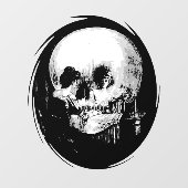 Woman With Halloween Cranium Reflection In Mirror Fensteraufkleber (Blatt)