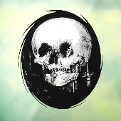 Woman With Halloween Cranium Reflection In Mirror Fensteraufkleber (Blatt 3)