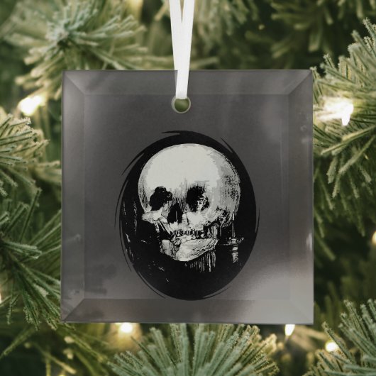 Woman With Halloween Cranium Reflection In Mirror Ornament Aus Glas (Insitu)