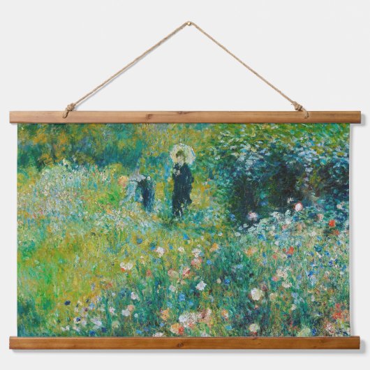 Woman with Parasol, Garden, Renoir Wandteppich Mit Holzrahmen (Vorne)