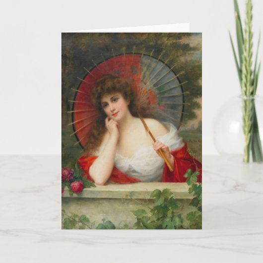 Woman With Parasol Greeting Card Karte (Vorderseite)