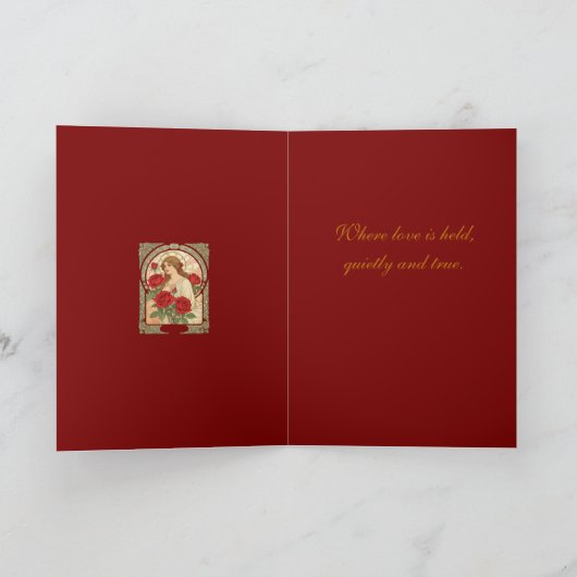 Woman With Roses Romantic Illustration Karte (Innenseite)