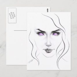 Woman with strange purple eyes Minimalist Line art Postkarte