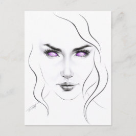Woman with strange purple eyes Minimalist Line art Postkarte