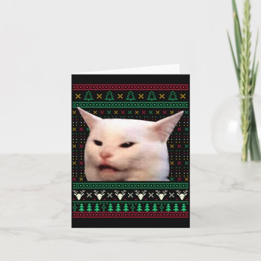 Woman Yelling At A Cat Ugly X-mas Sweaters Funny M Karte (Vorderseite)