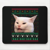 Woman Yelling At A Cat Ugly X-mas Sweaters Funny M Mousepad (Vorne)