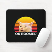 Woman Yelling At Table Dinner Funny Cat Ok Boomer Mousepad (Mit Mouse)