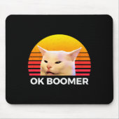 Woman Yelling At Table Dinner Funny Cat Ok Boomer Mousepad (Vorne)