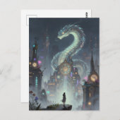  Womanon a Precipice Overlooking on Ancient City Postkarte (Vorne/Hinten)