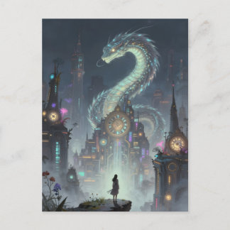 Womanon a Precipice Overlooking on Ancient City Postkarte