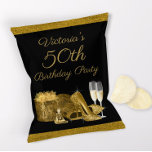 Womans Black Gold Geburtstagsparty Chip Bag Flyer<br><div class="desc">Die Damen in Schwarz und Gold Geburtstagsparty Chips mit hübschen goldenen High Heel Schuhen, Geschenk, Parfüm und Champagner Gläser auf einem vergoldeten Glitzer wählen Sie Ihre eigene Farbe Hintergrund. Diese Geburtstagsparty-Tasche ist leicht mit Ihrem Foto und Text personalisiert. Um den Flyer zu montieren, wickeln Sie ihn um Ihren Chip oder...</div>