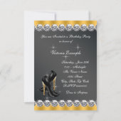 Womans Chic Black Birthday Party Einladung (Rückseite)