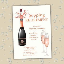 Woman's Elegant Popping Champagne Retirement Einladung