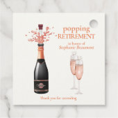 Woman's Elegant Popping Champagne Retirement Geschenkanhänger (Rückseite)