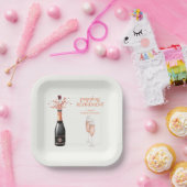 Woman's Elegant Popping Champagne Retirement Pappteller (Party)