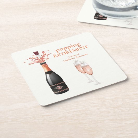 Woman's Elegant Popping Champagne Retirement Rechteckiger Pappuntersetzer (angewinkelt)