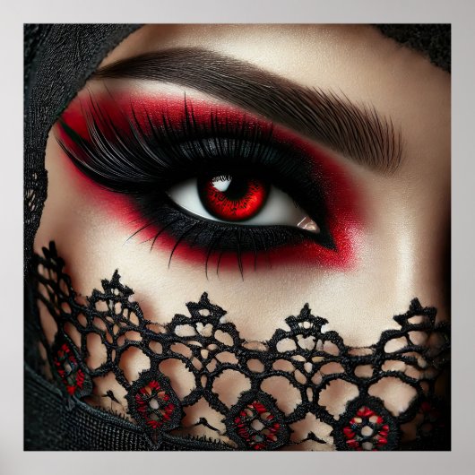 Woman's eye with a striking red iris poster (Vorne)