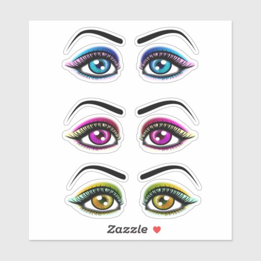 Womans Eyes eyeshadow Make-Clipart Aufkleber (Blatt)