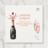 Woman's Funny Popping Champagne 40th Birthday Geschenkanhänger (Rückseite)
