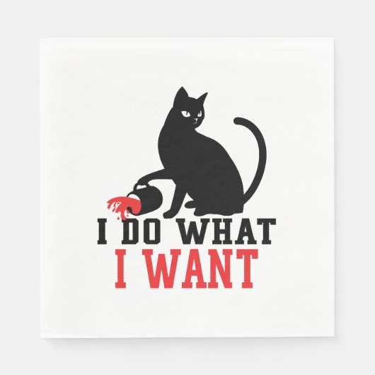 Woman's I Do What I Want Sassy Black Cat Coffee Serviette (Vorderseite)