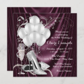 Womans Plum Lila Birthday Party Luxe Einladung (Vorne/Hinten)