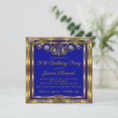 Womans Royal Blue Gold Diamond Geburtstagsparty Einladung (Stehend Vorderseite)