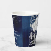 Womans Royal Blue Silver Birthday Party Paper Cups Pappbecher (Links)