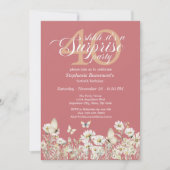 Woman's White Wildflower Surprise 40th Birthday Einladung (Vorderseite)