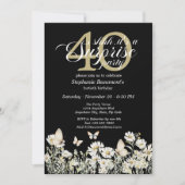 Woman's White Wildflower Surprise 40th Birthday Einladung (Vorderseite)