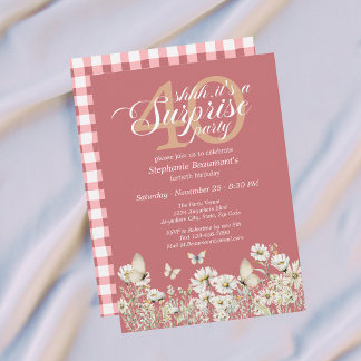 Woman's White Wildflower Surprise 40th Birthday Einladung