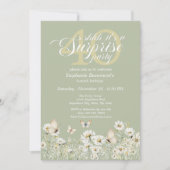 Woman's White Wildflower Surprise 40th Birthday Einladung (Vorderseite)