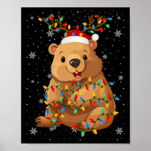 Wombat Animal Weihnachtsmannmütze Ugly Christmas T Poster