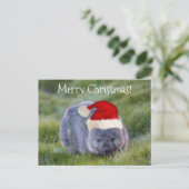 Wombat Australien Rote Weihnachtsmannmütze Frohe W Postkarte (Stehend Vorderseite)