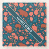 Wombat Blumenschmuck Personalisiertes Muster Glasuntersetzer (Vorderseite)