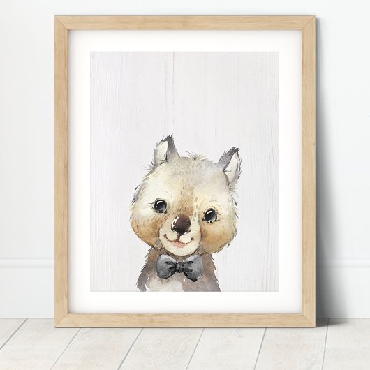 Wombat Bowtie Kinderzimmer Art Print Poster